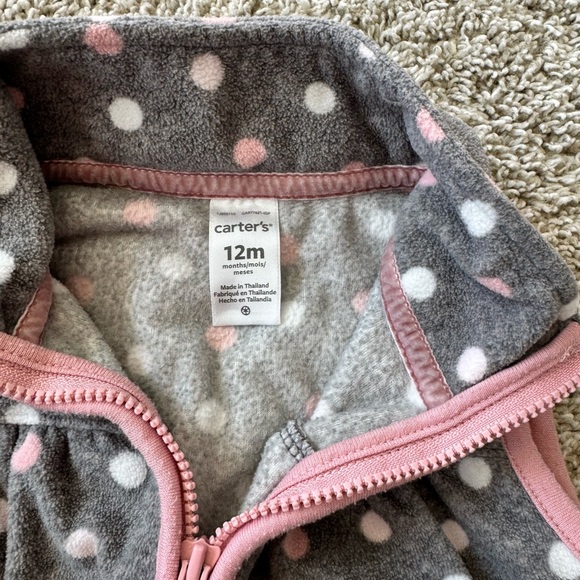 Carter’s Baby Girl Fleece Polka Dot Zip-Up Vest Fleece vest Pink- Size 12 Months - Picture 5 of 6